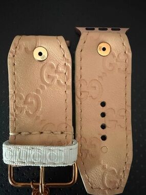Spark*l Peach Embossed Leather Watch Strap with Rose gold Hardware and keeper